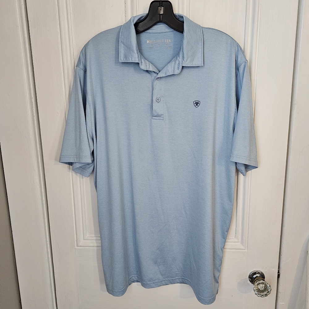 ARIAT TEK Charger 2.0 Mens Medium Performance Golf Short Sleeve Polo Blue